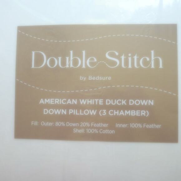 NEW Double Stitch by Bedsure Down Pillow  3-Chamber Standard Size Firm - Picture 4 of 10
